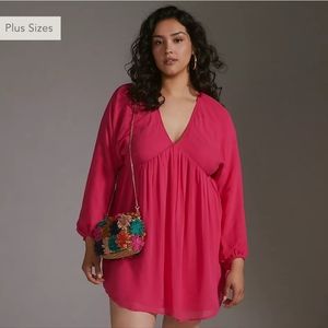 NWT Anthropologie Forever That Girl Sheer Flowy Mini Dress Size L